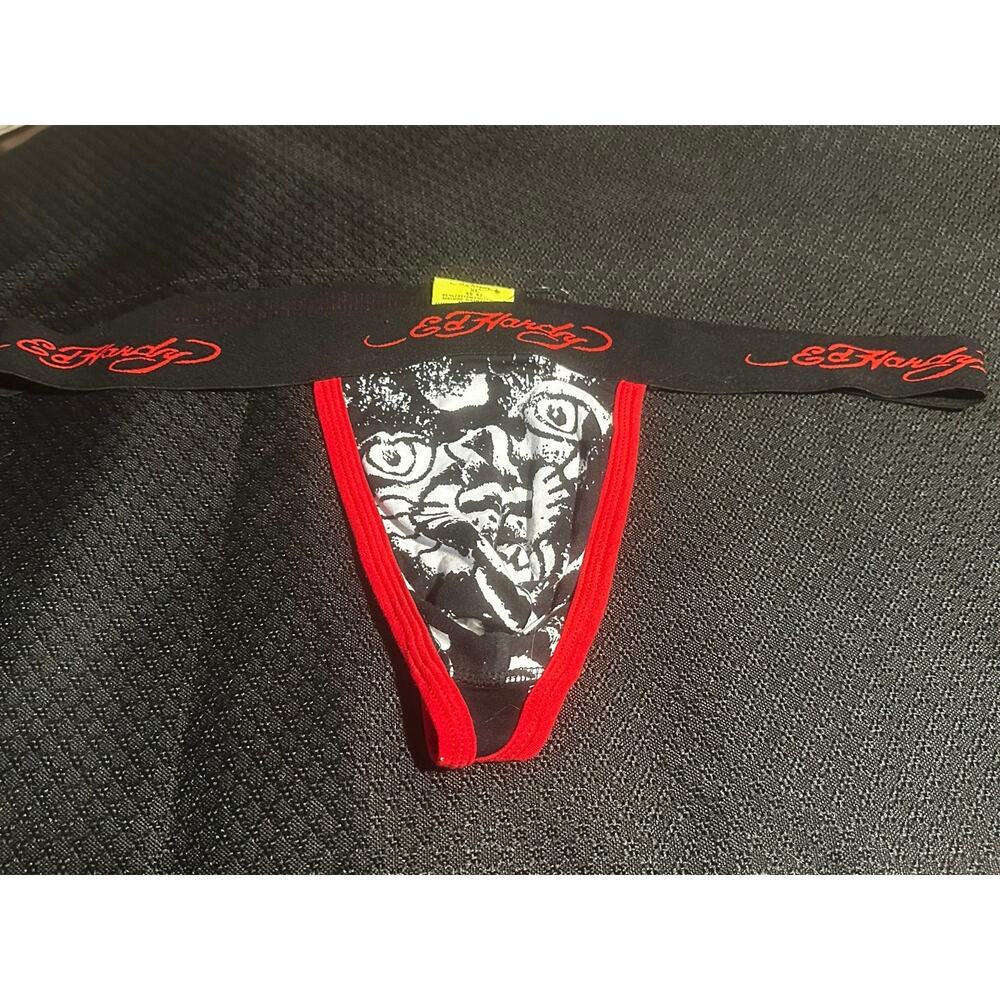 VTG Y2K Ed Hardy Men’s Underwear Thong size XL red black